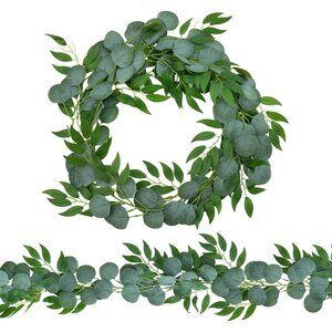 2 Pack Artificial Eucalyptus Garland Each 6.5 FT Faux Greenery Garland for Weddi